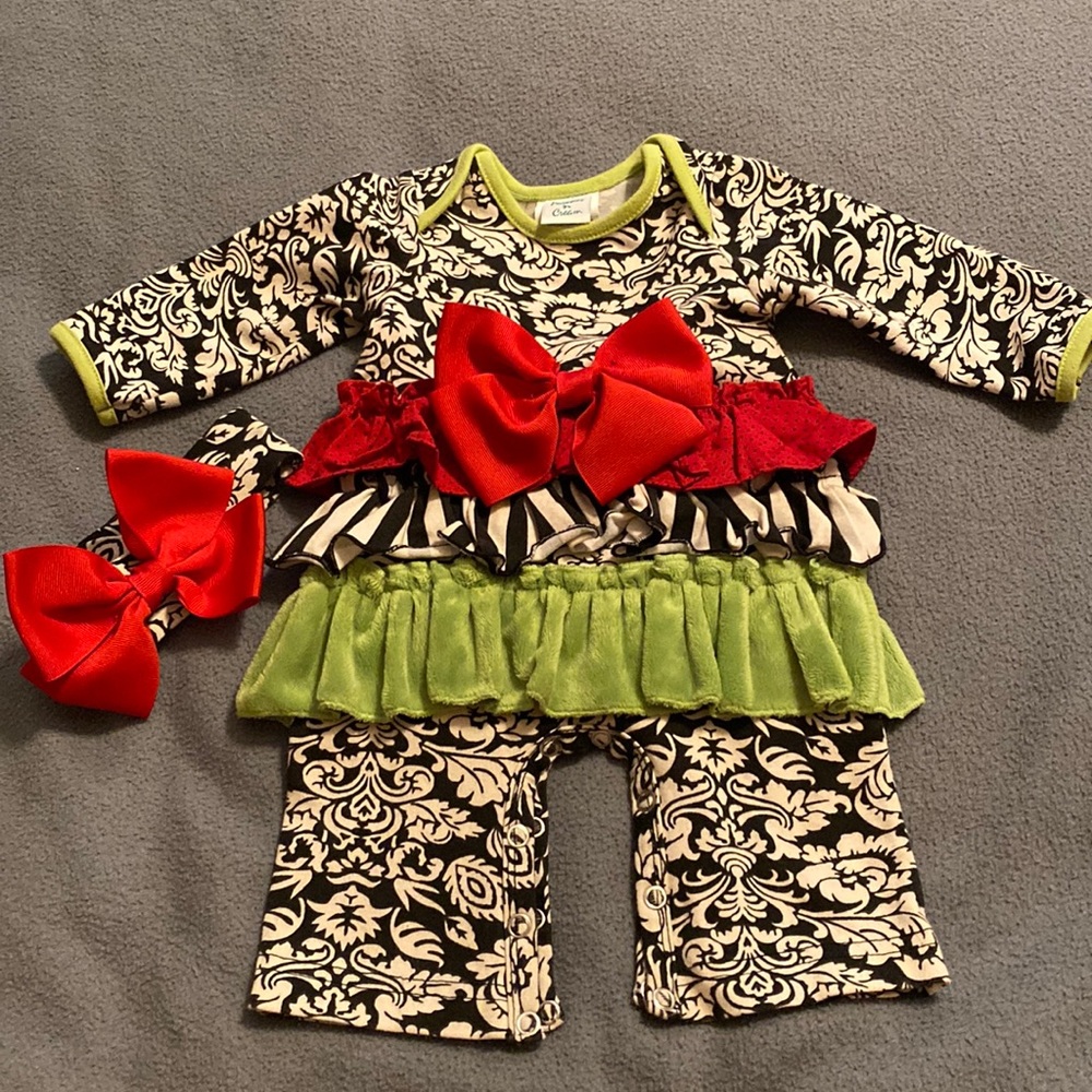 Peaches and Cream romper and matching headband